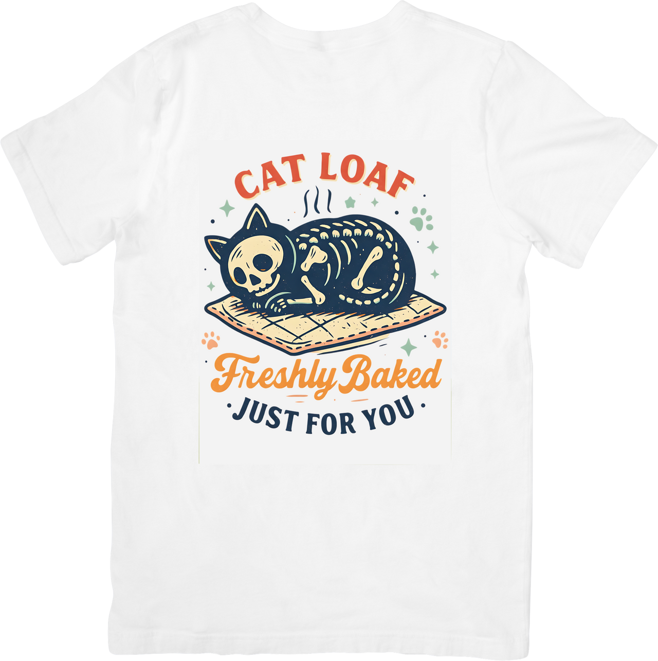 Cat Loaf Freshly Baked Skeleton T-Shirt | Funny Retro Cat Lover Graphic Tee | Cat Owner Gift
