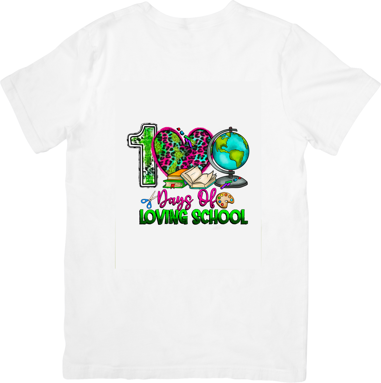 100 Days Of Loving School T-Shirt | Cute Leopard Print Graphic Tee | Teacher Gift