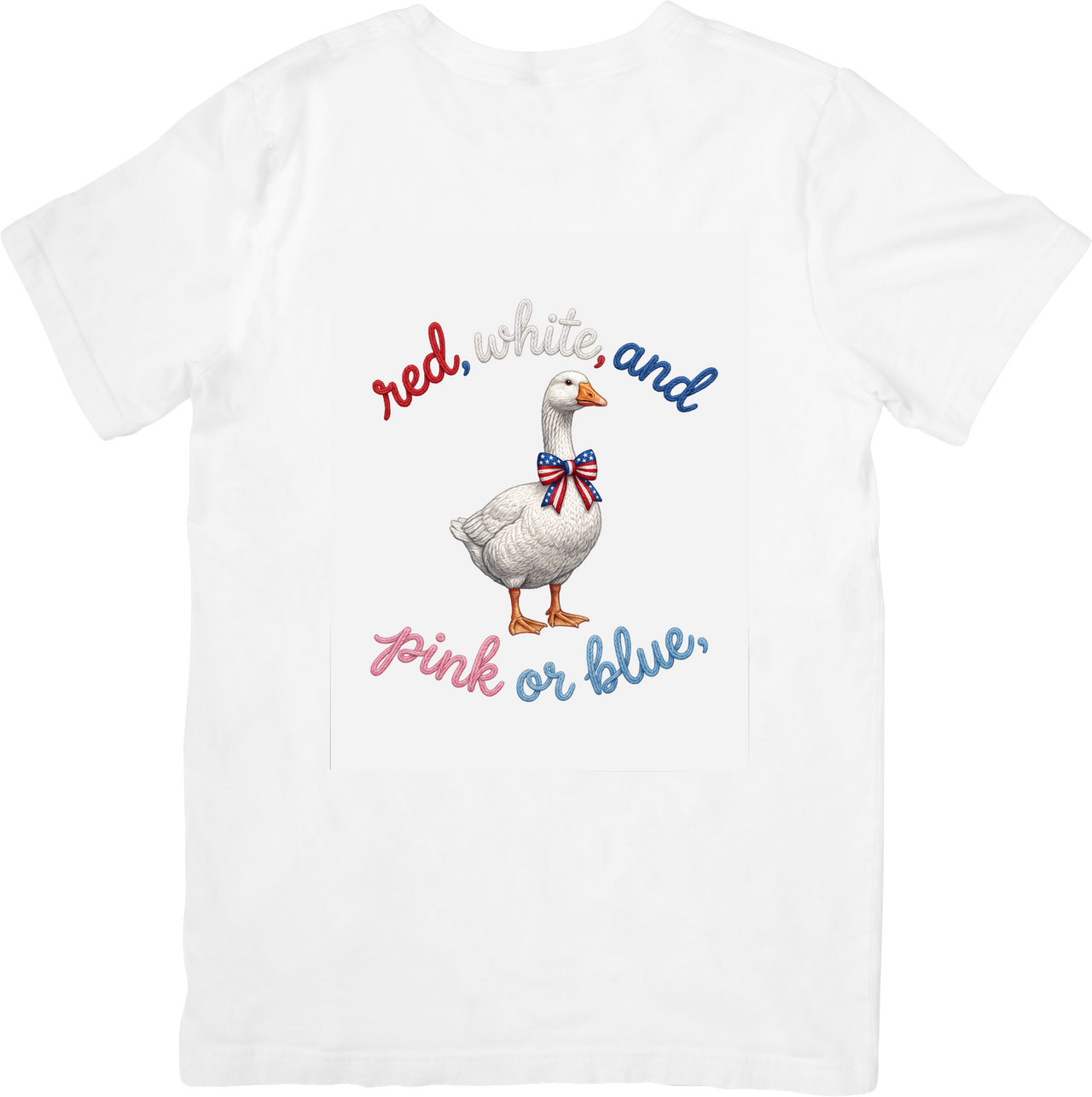 Red White And Pink Or Blue Goose T-Shirt | Cute Patriotic Gender Reveal Graphic Tee
