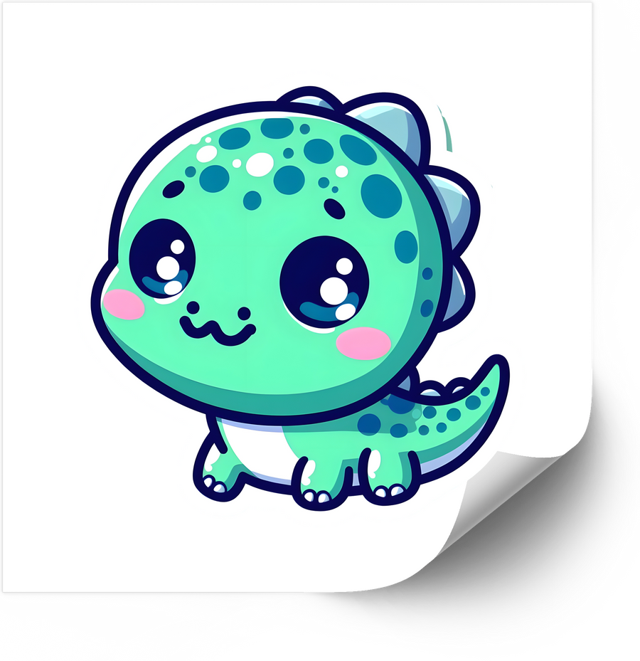 Cute Green Baby Dinosaur Sticker | Kawaii Dino Vinyl Decal