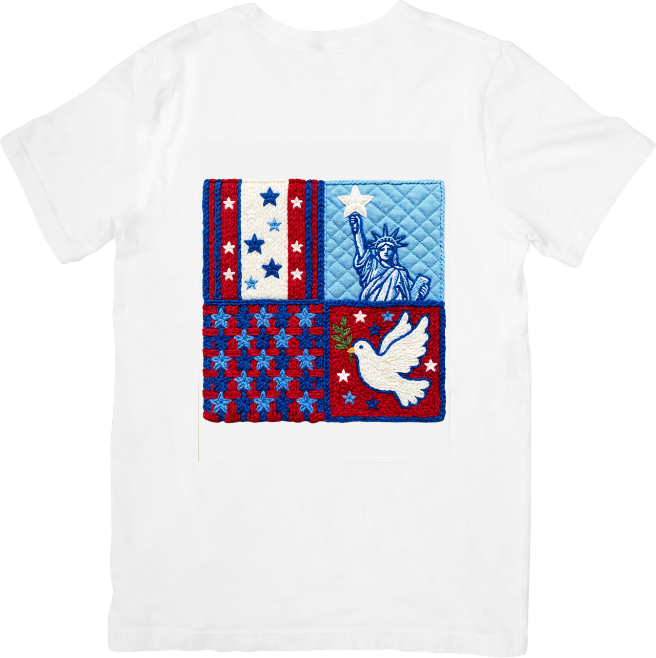 Patriotic Statue of Liberty Dove T-Shirt | Vintage American Flag Graphic Tee | Fourth of July Gift