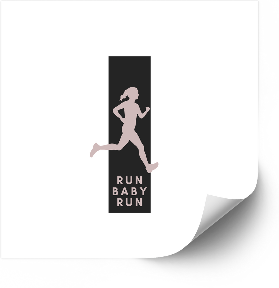 Run Baby Run Girl Runner Sticker | Minimalist Fitness Motivational Vinyl Decal