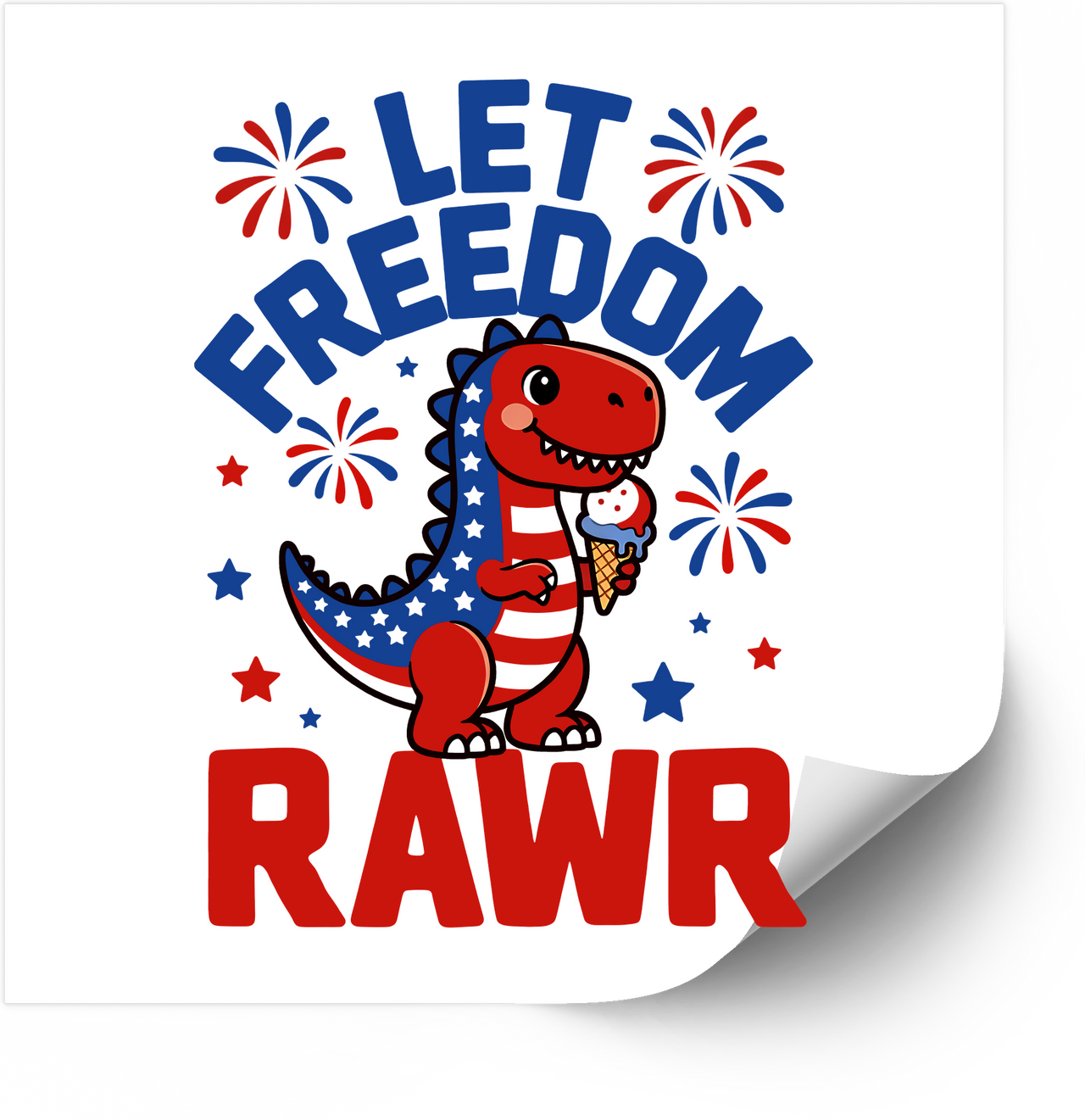 Let Freedom Rawr Dinosaur Sticker | Funny Patriotic Fourth of July Vinyl Decal