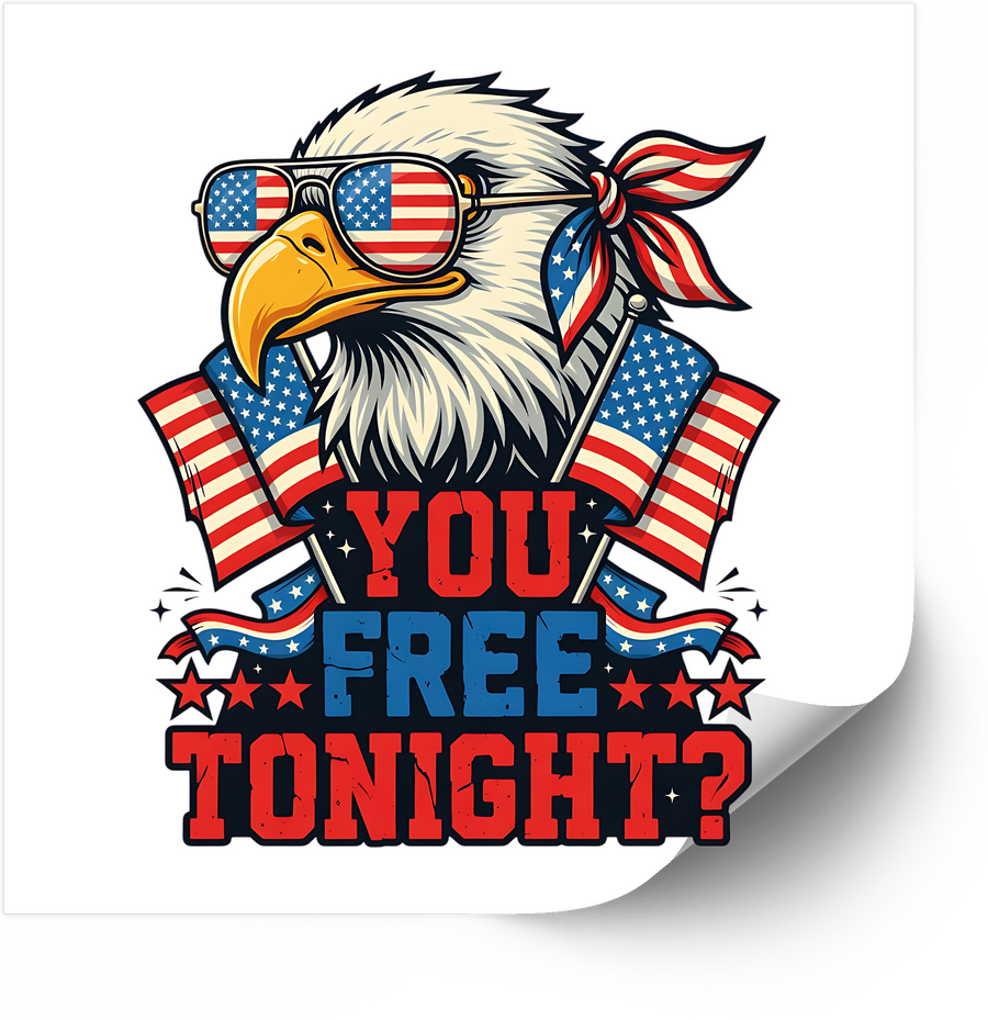 You Free Tonight Bald Eagle Sticker | Funny Patriotic American Flag Vinyl Decal
