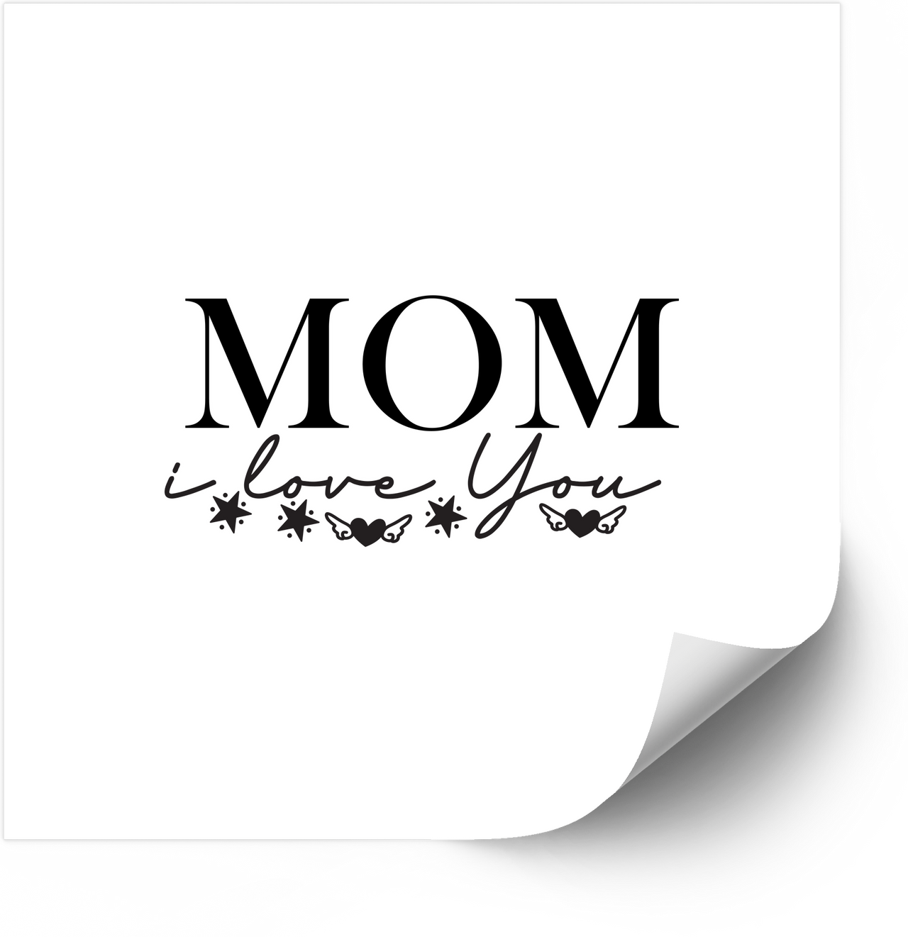 Mom I Love You Elegant Sticker | Minimalist Floral Script Mother Vinyl Decal